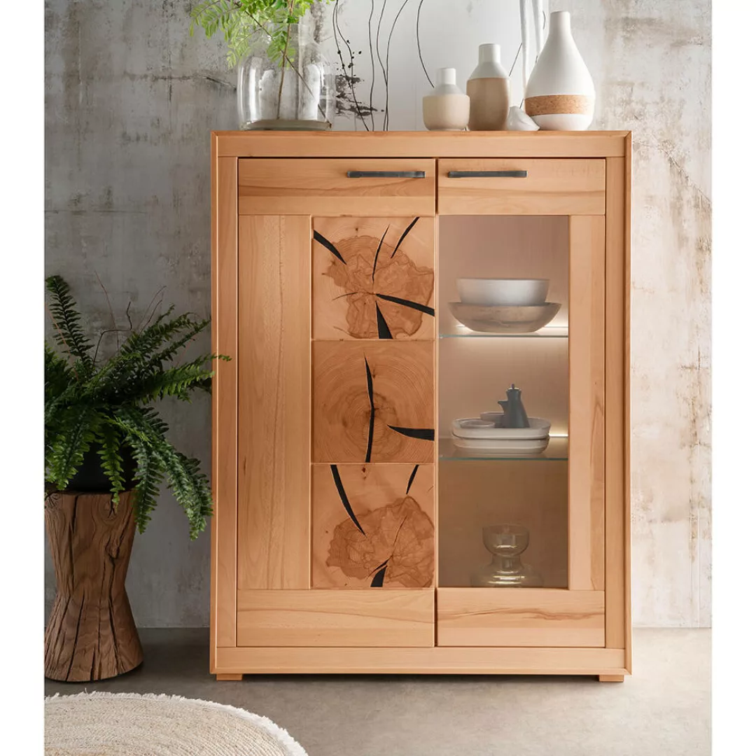 Highboard 103cm breit, Kernbuche massiv geölt, montiert, WINNIPEG-69 günstig online kaufen