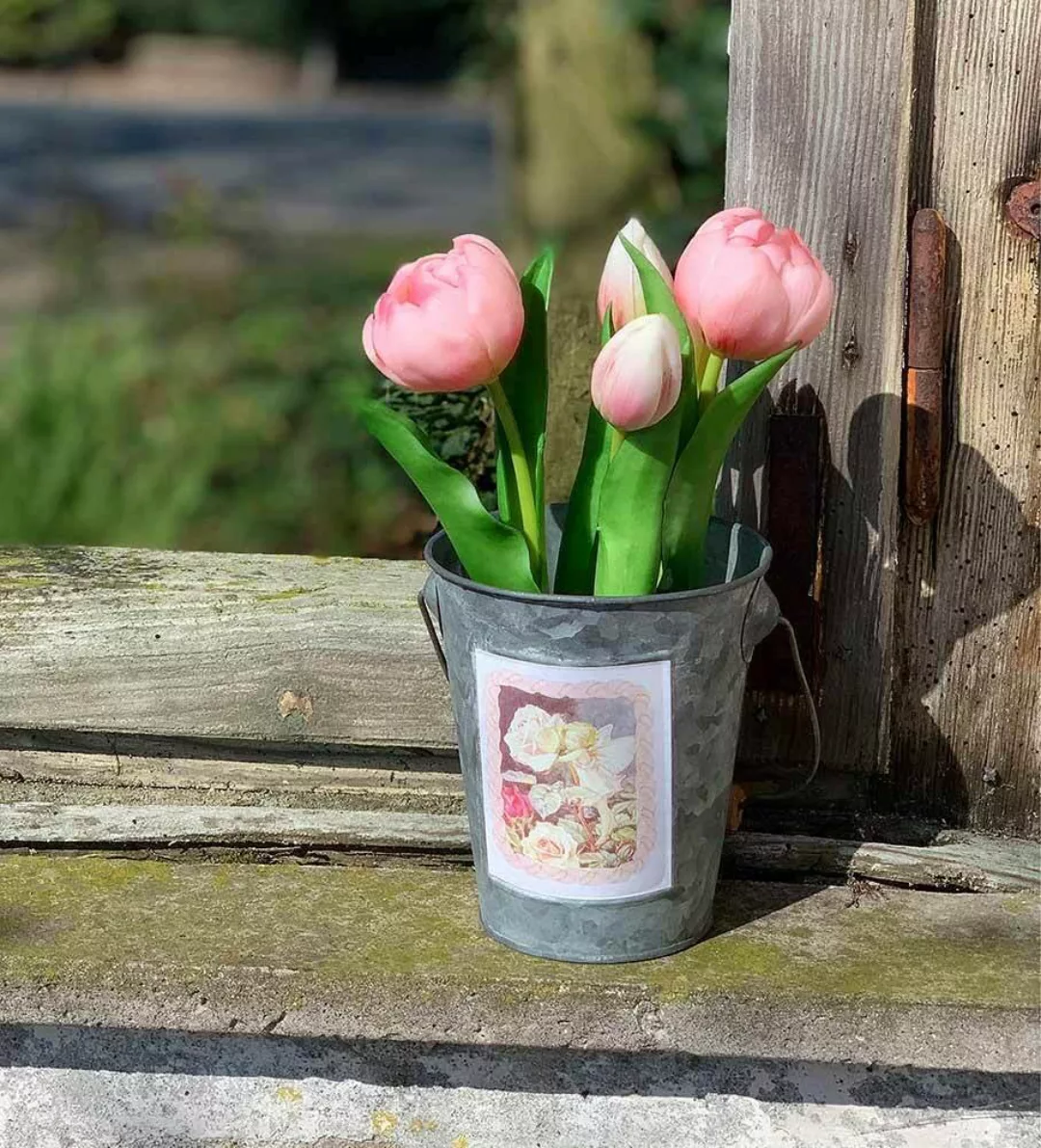 Kleiner Zinkeimer Blumentopf mit Holzgriff Elfen Motiv Deko Pflanztopf Land günstig online kaufen