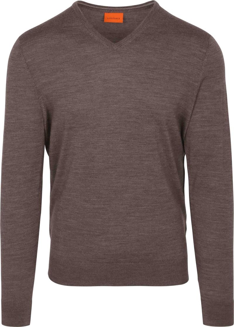 Suitable Merino Pullover V-Ausschnitt Taupe - Größe XXL günstig online kaufen