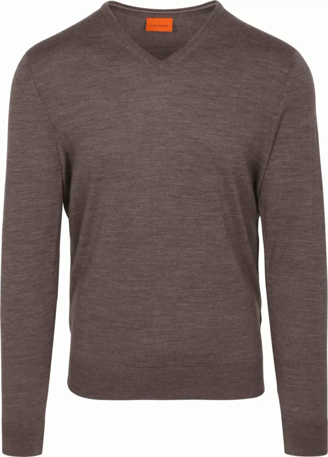 Suitable Merino Pullover V-Ausschnitt Taupe - Größe S günstig online kaufen