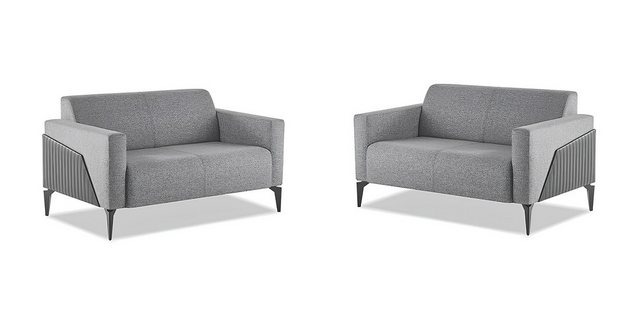 JVmoebel 2-Sitzer Sofa-Set 2-Sitzer Sofas Grau Edelstahl Modern Holz Textil günstig online kaufen