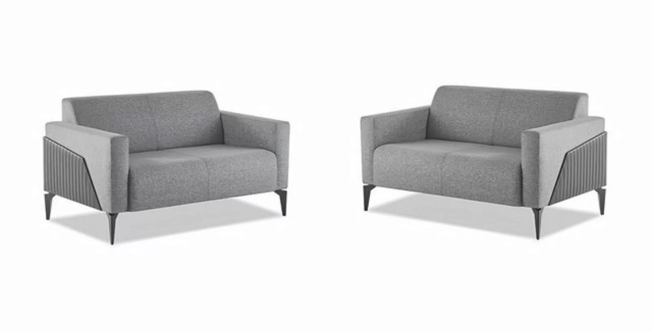 JVmoebel 2-Sitzer Sofa-Set 2-Sitzer Sofas Grau Edelstahl Modern Holz Textil günstig online kaufen