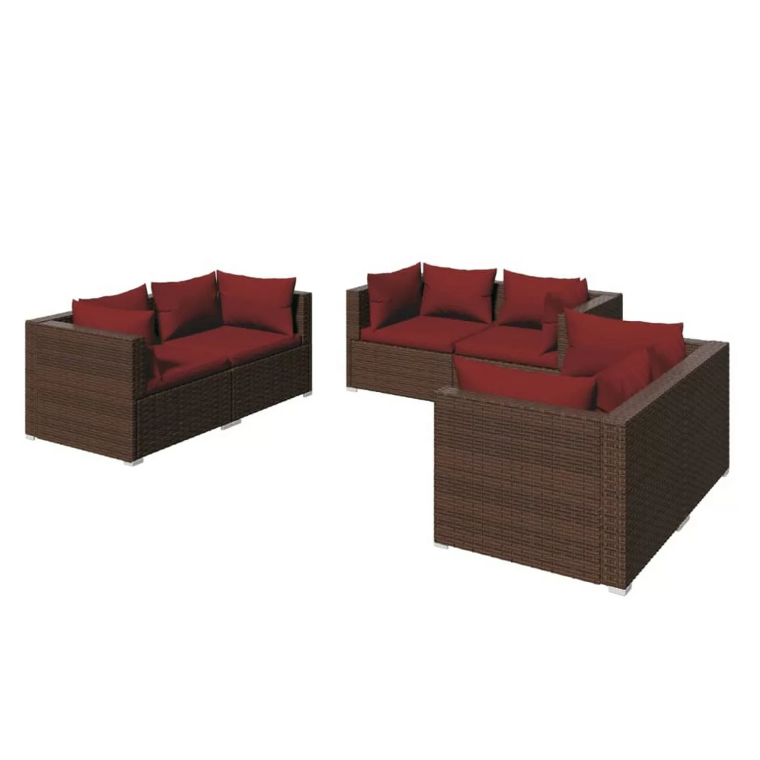 vidaXL 6-tlg Garten-Lounge-Set mit Kissen Poly Rattan Braun Modell 44 günstig online kaufen