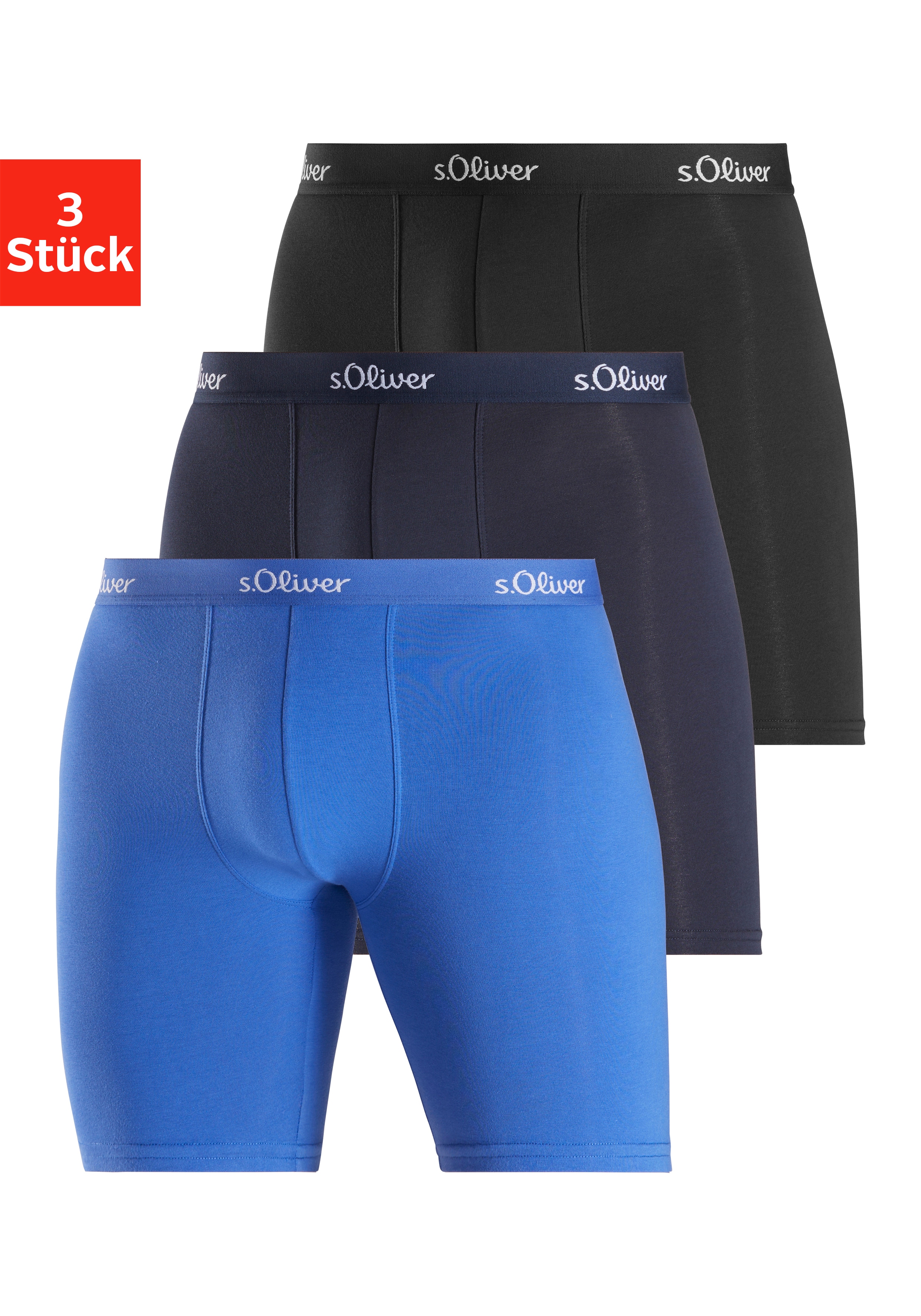 s.Oliver Boxer "Boxershorts für Herren", (Packung, 3 St.), mit längerem Bei günstig online kaufen