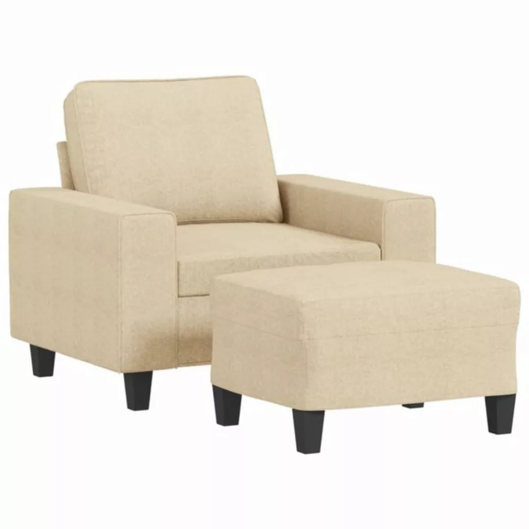 vidaXL Sofa Sessel mit Hocker Creme 60 cm Stoff günstig online kaufen