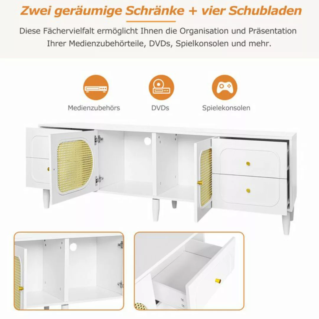 HAUSS SPLOE TV-Schrank 180x40x56.5 cm mit 4 Schubladen, 2 Türen für bis zu günstig online kaufen