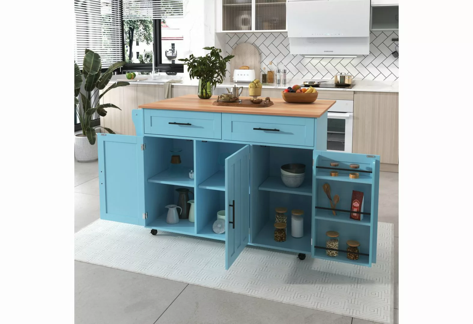 Welikera Küchenbuffet 129x46(71)x91,5 cm großer Speisewagen/Sideboard, Mass günstig online kaufen