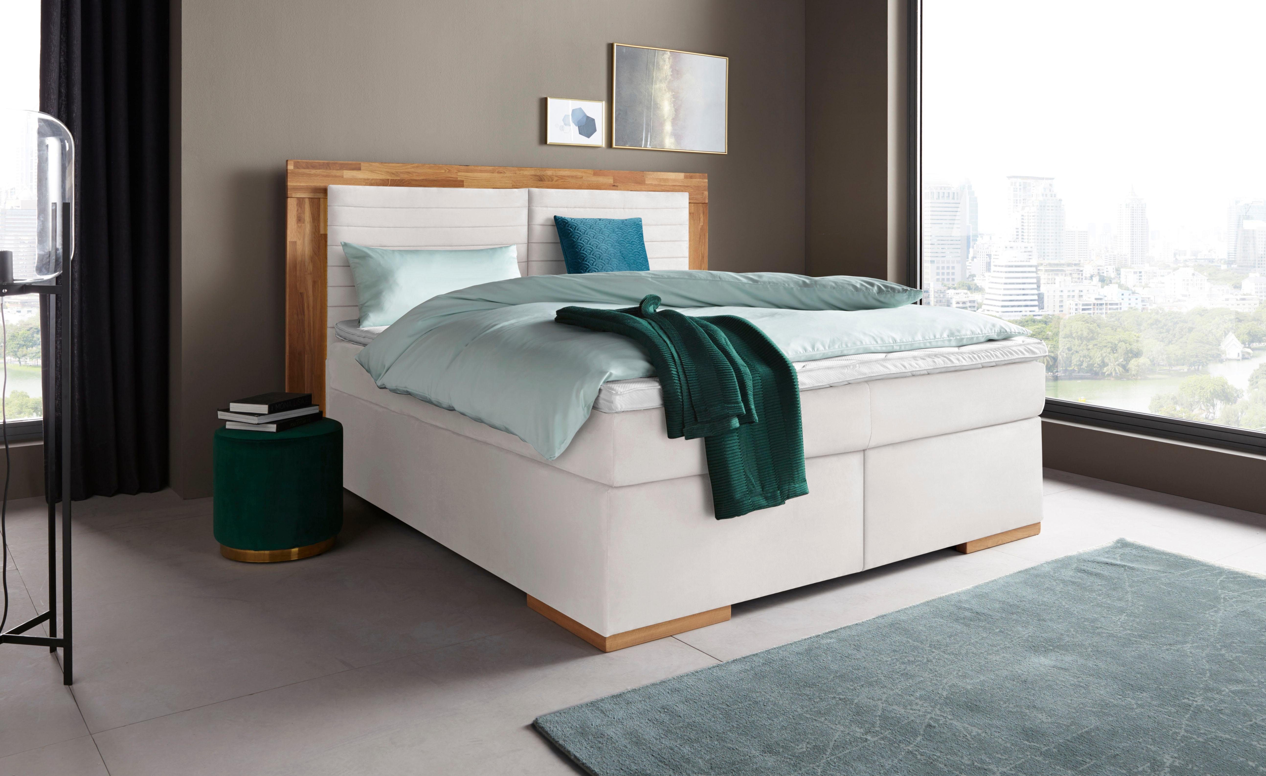 Places of Style Boxspringbett "Cup", mit LED-Beleuchtung, Massivholzrahmen günstig online kaufen