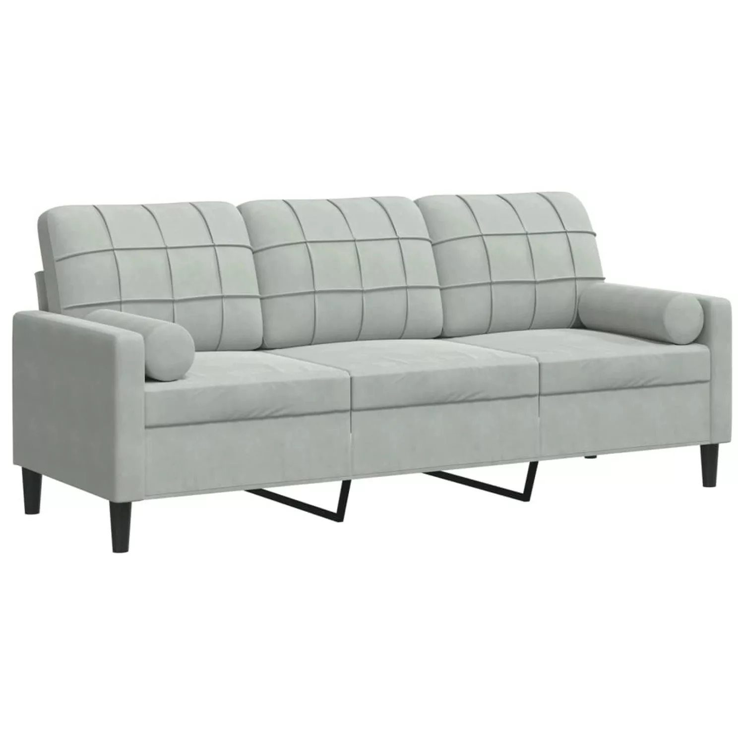 vidaXL Sofa, 3-Sitzer-Sofa mit Zierkissen Hellgrau 180 cm Samt günstig online kaufen