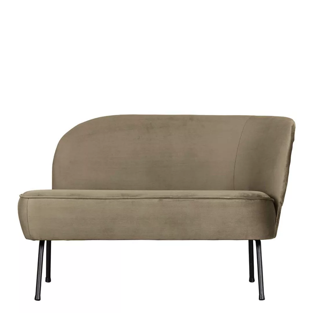 Zweisitzer Lounge Sofa in hell Khaki Samt Retrostil günstig online kaufen