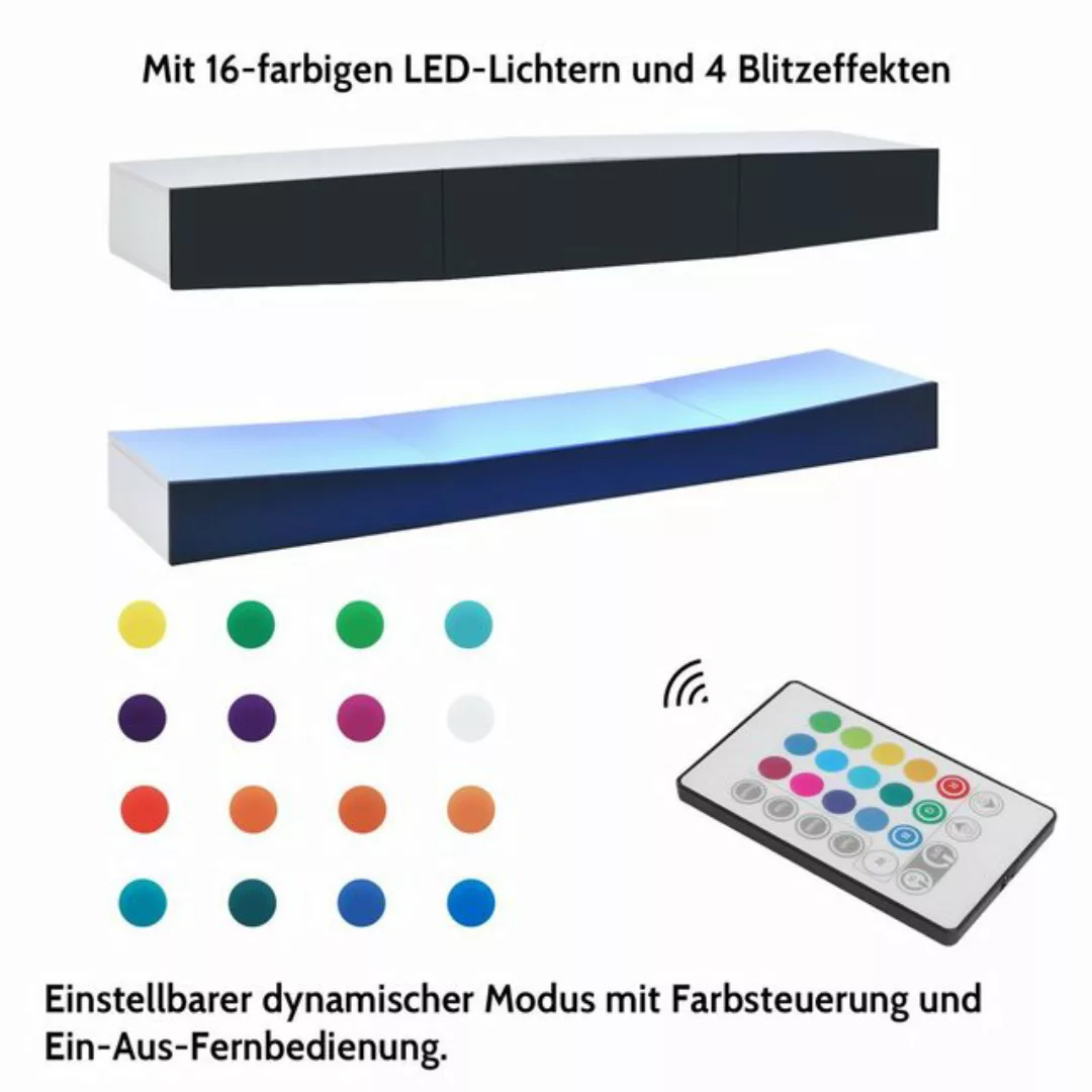 HAUSS SPLOE TV-Schrank Hängend TV Stand mit LED-Beleuchtung für Wohnzimmer günstig online kaufen