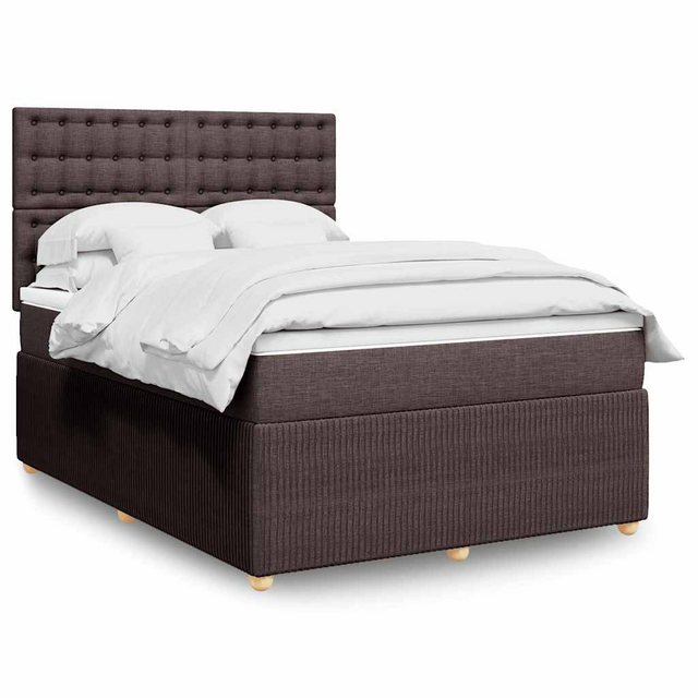 vidaXL Boxspringbett, Boxspringbett mit Matratze Dunkelbraun 140x190 cm Sto günstig online kaufen