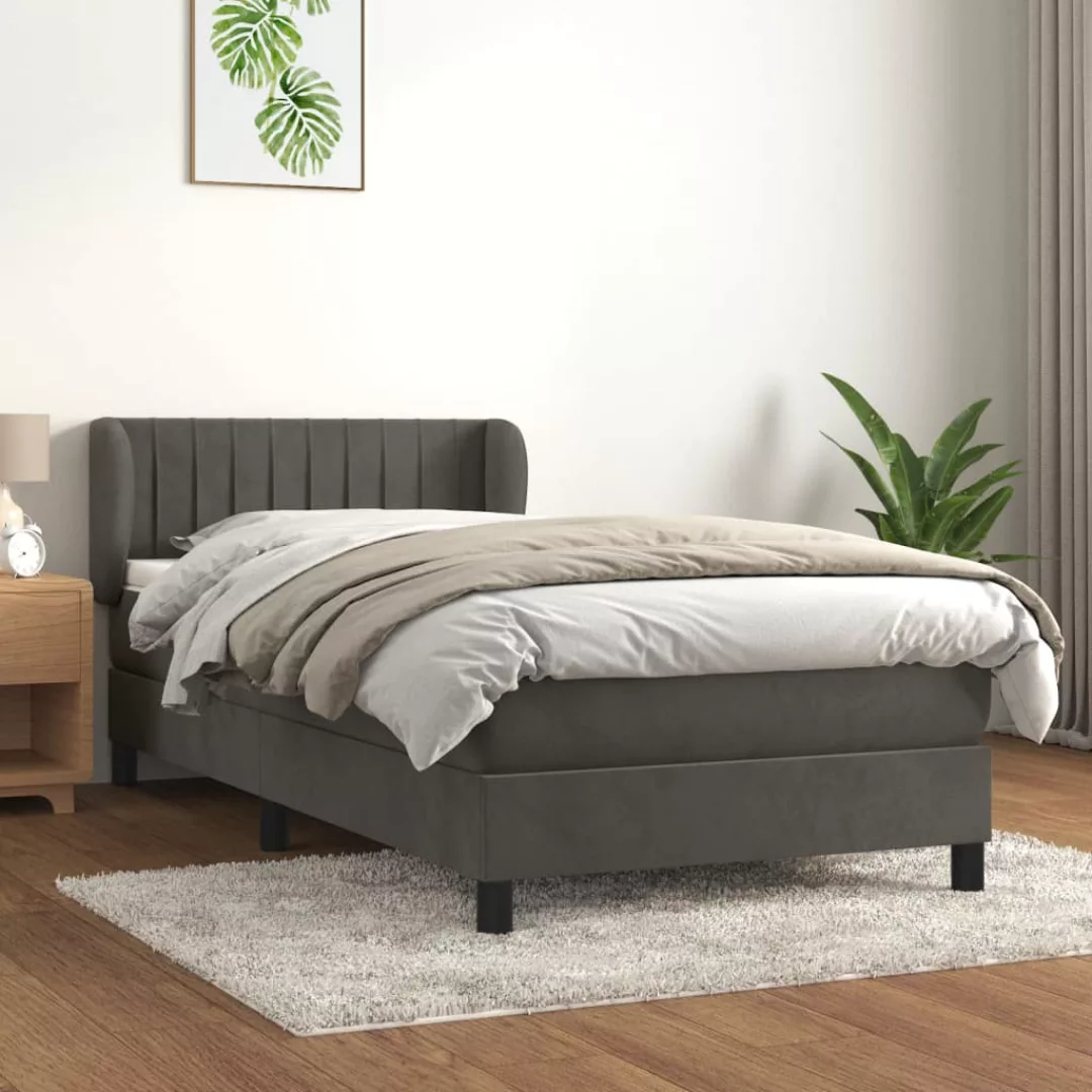 Vidaxl Boxspringbett Mit Matratze Dunkelgrau 80x200 Cm Samt günstig online kaufen