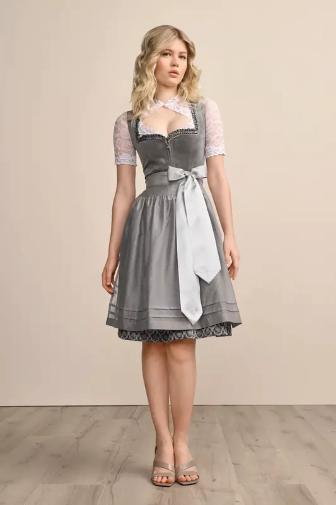 KRÜGER MADL & BUAM Trachtenkleid Midi Dirndl 2tlg. 60cm 417168 grau günstig online kaufen