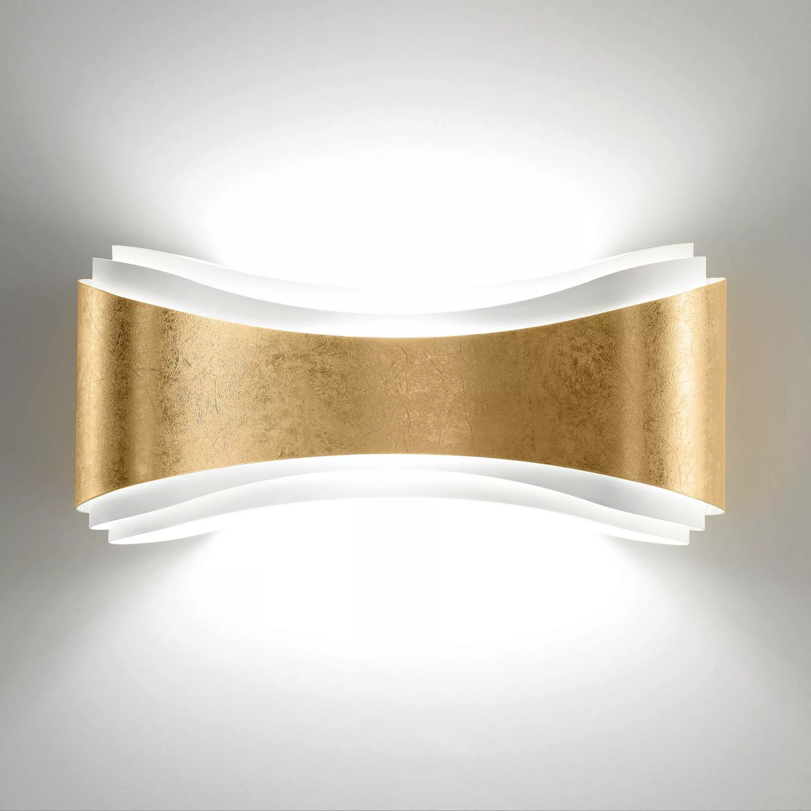LED-Wandampe Ionica aus Stahl mit Blattgolddekor günstig online kaufen