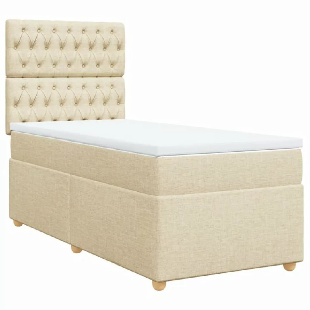 vidaXL Bett Boxspringbett mit Matratze Creme 90x190 cm Stoff günstig online kaufen