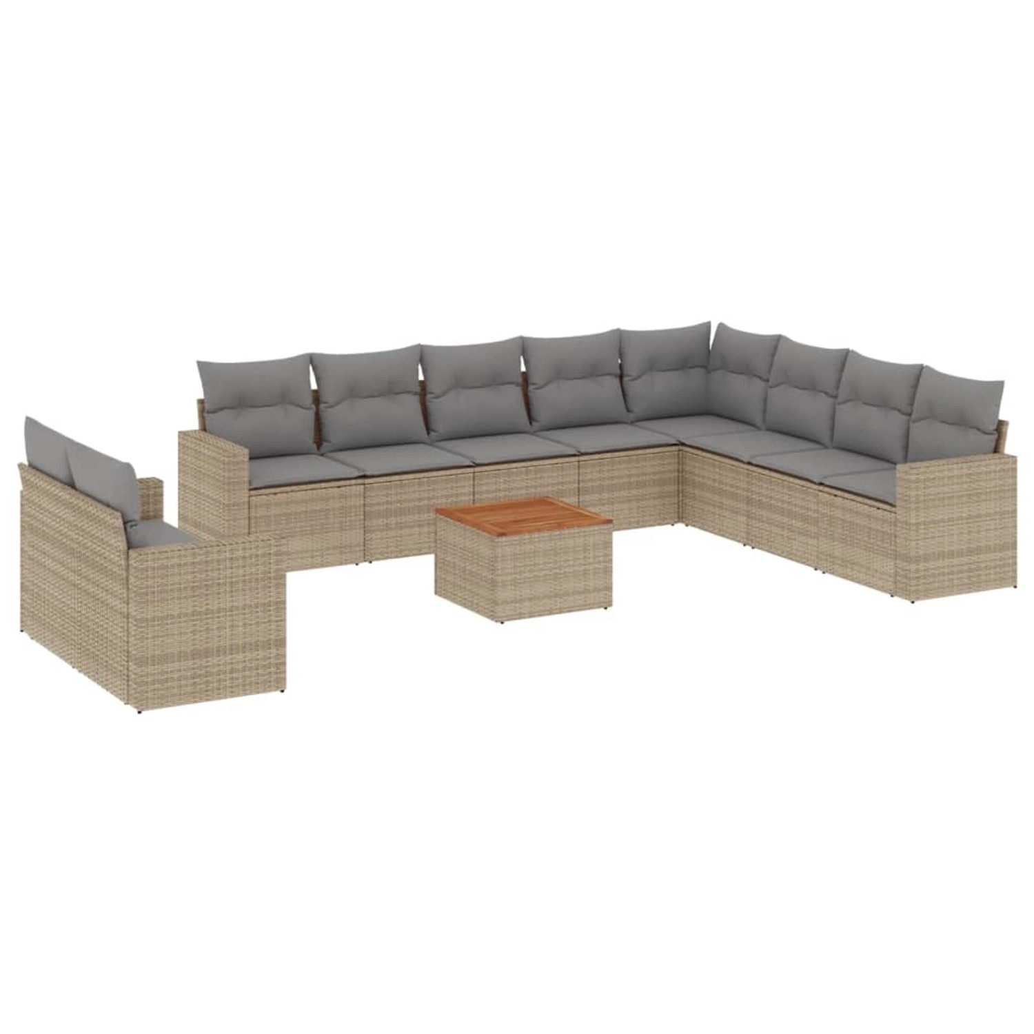vidaXL 11-Tlg Garten-Sofagarnitur mit Kissen Beige Poly Rattan 3224197 günstig online kaufen