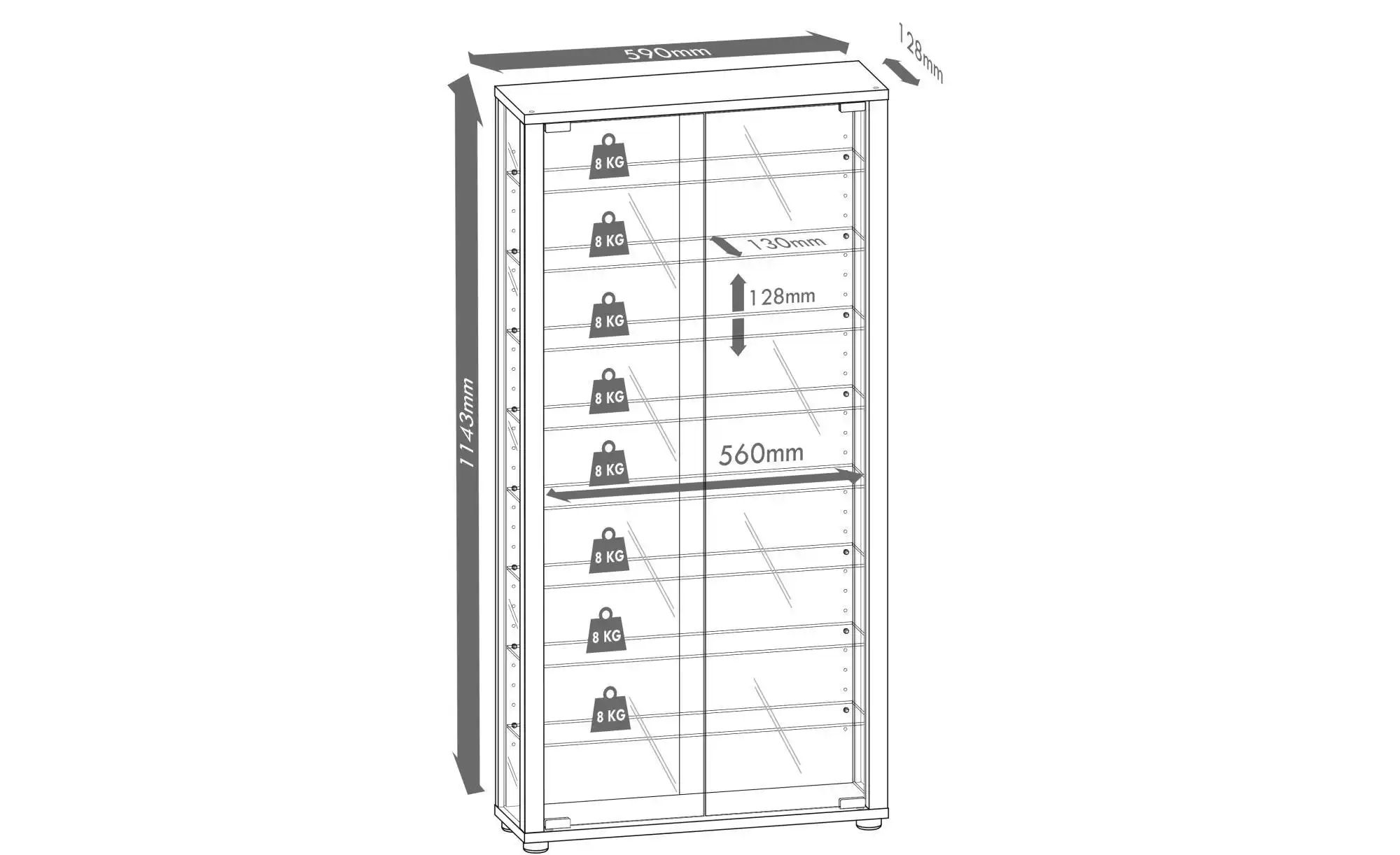 Vitrine ¦ holzfarben ¦ Maße (cm): B: 59 H: 113 Schränke > Vitrinen - Höffne günstig online kaufen