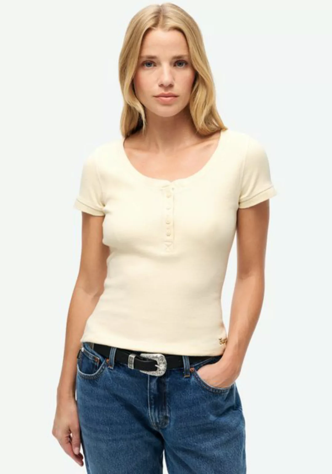 Superdry T-Shirt ESSENTIAL BUTTON DOWN SS TOP günstig online kaufen