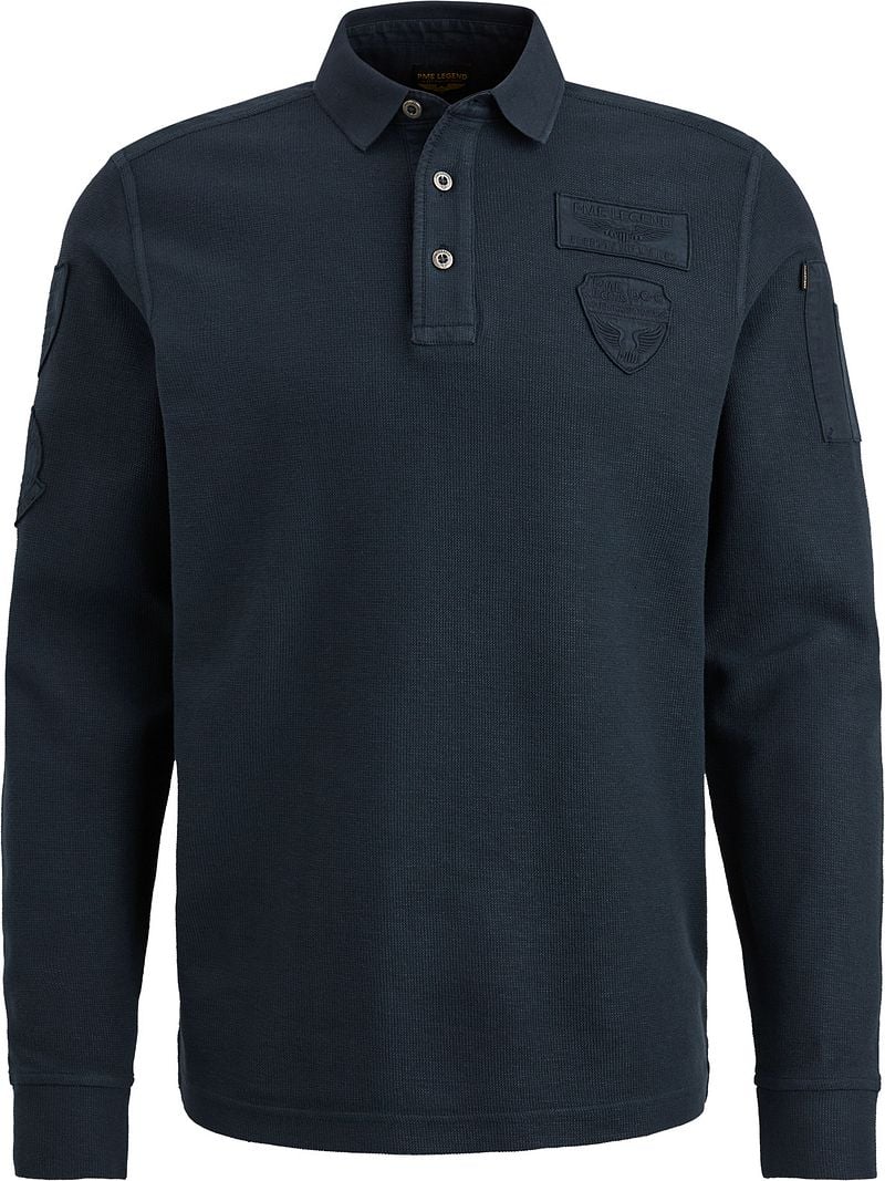 PME Legend Long Sleeve Poloshirt Struktur Navy - Größe XL günstig online kaufen