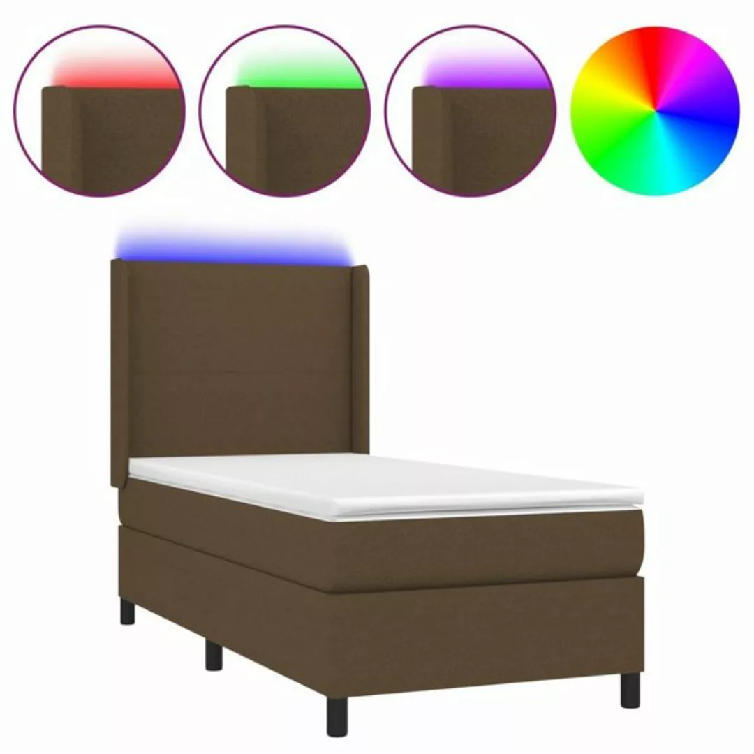 vidaXL Boxspringbett Boxspringbett mit Matratze LED Dunkelbraun 90x200 cm S günstig online kaufen