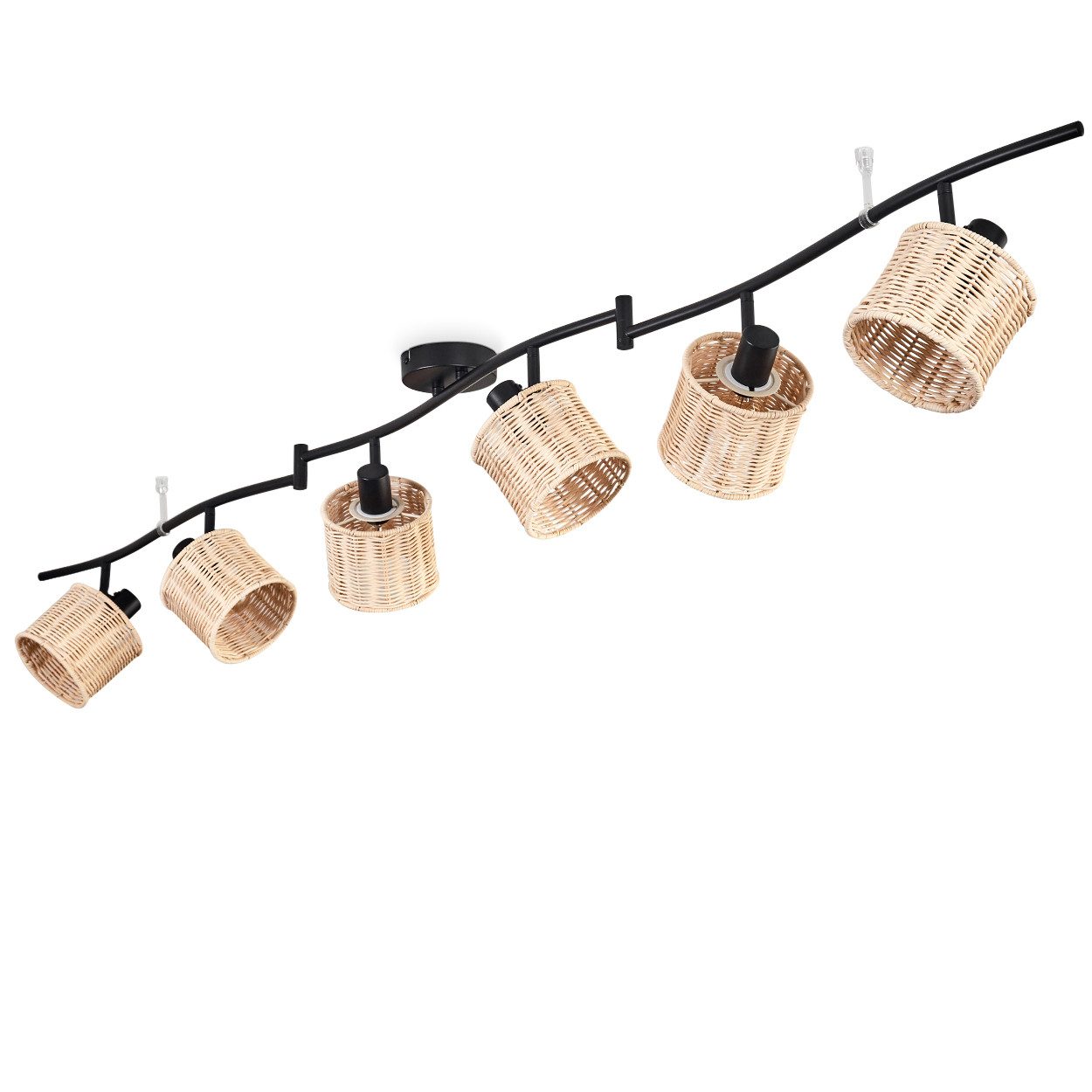 hofstein Deckenleuchte Deckenlampe aus Metall/Korbgeflecht/Rattan in günstig online kaufen