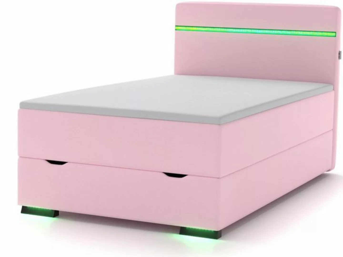 wonello Boxspringbett Ontario, mit Bettkasten, LED-Beleuchtung, 2x USB-Ansc günstig online kaufen
