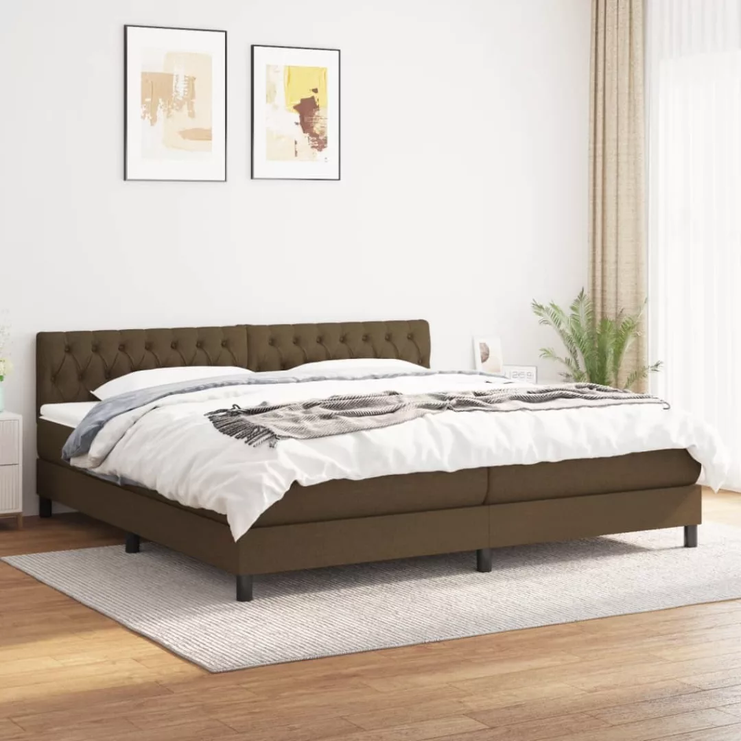 Vidaxl Boxspringbett Mit Matratze Dunkelbraun 200x200 Cm Stoff günstig online kaufen