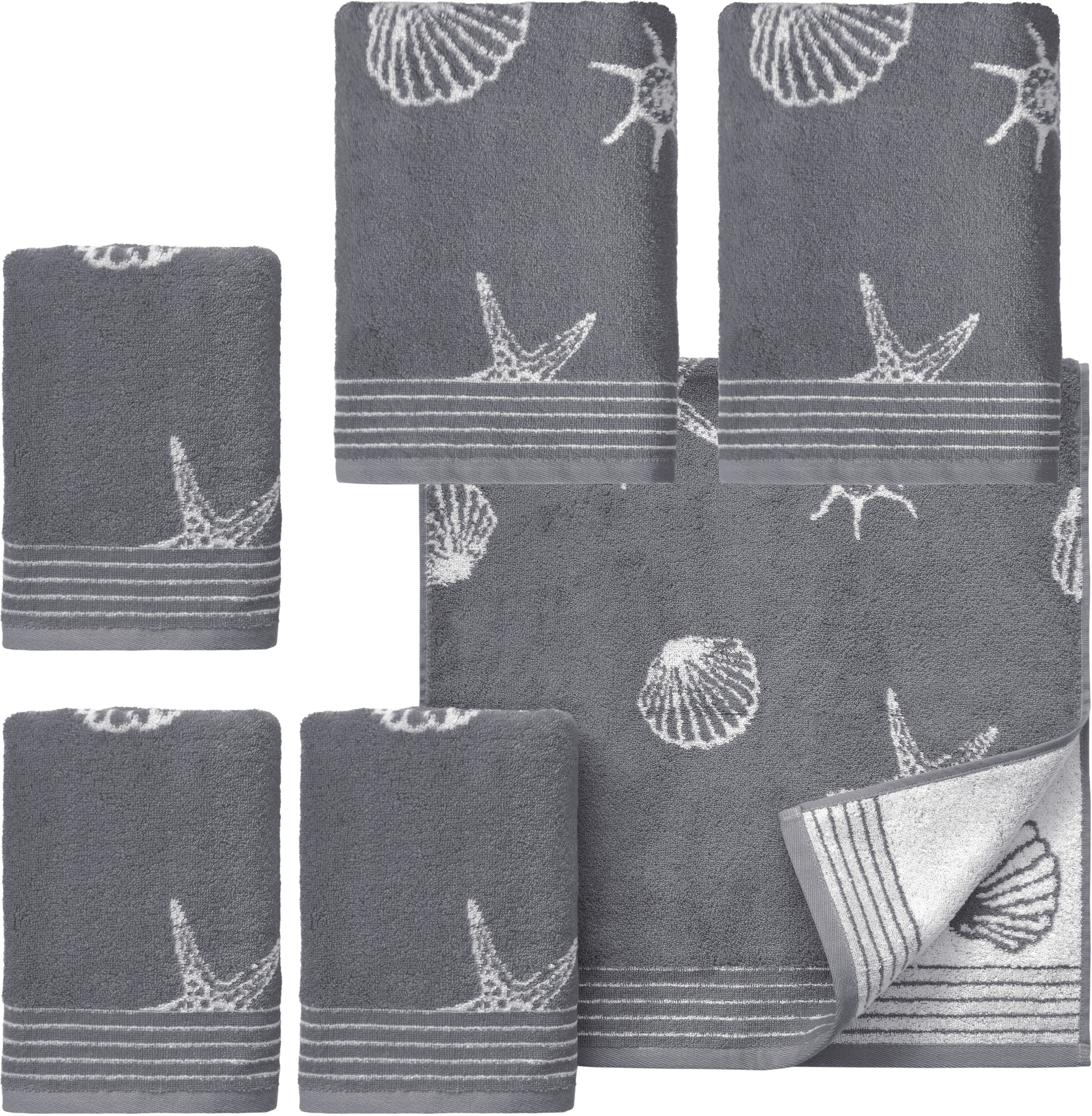 Dyckhoff Handtuch Set »Seashell«, Set, 3 tlg., Walkfrottee, mit Muschelmust günstig online kaufen