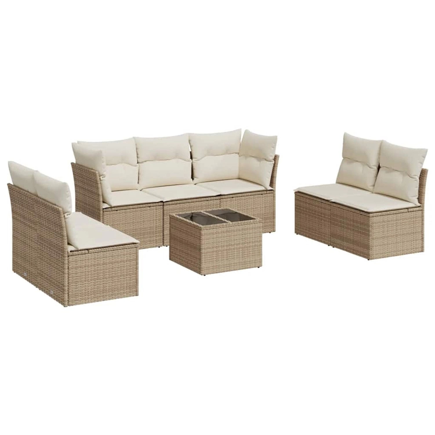 vidaXL 8-Tlg Garten-Sofagarnitur mit Kissen Beige Poly Rattan 3217418 günstig online kaufen