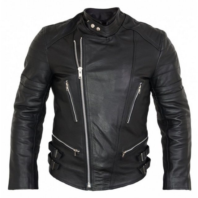 MDM Motorradjacke Retro Herren Motorrad Lederjacke in Schwarz mit Protektor günstig online kaufen