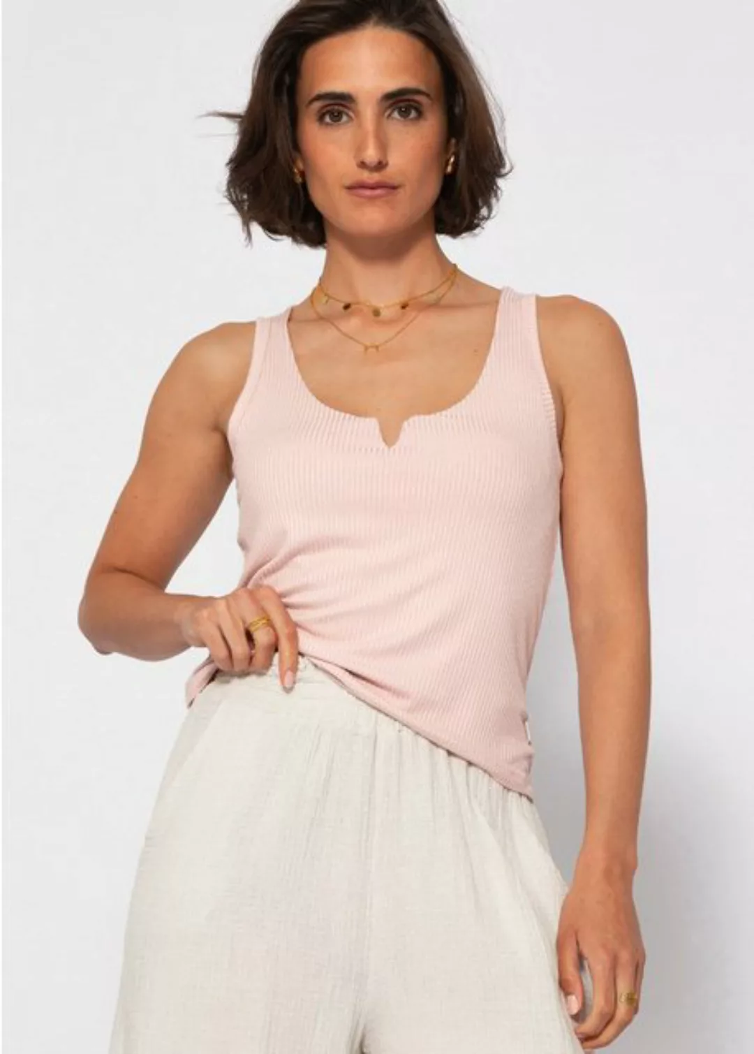 SASSYCLASSY Ripptanktop Top mit breiten Trägern und kleinen V-Ausschnitt To günstig online kaufen