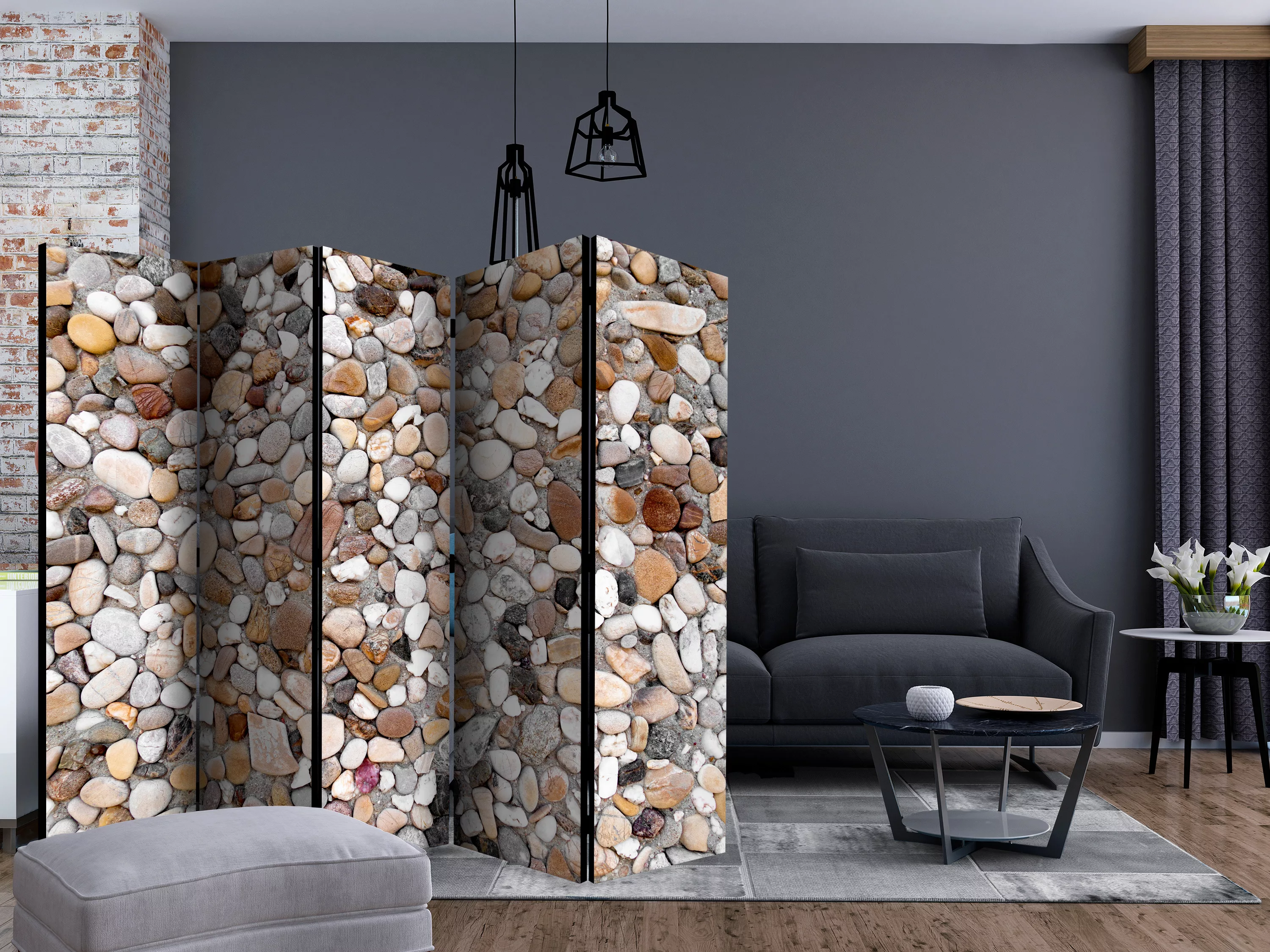 5-teiliges Paravent - Stone Beach Ii [room Dividers] günstig online kaufen