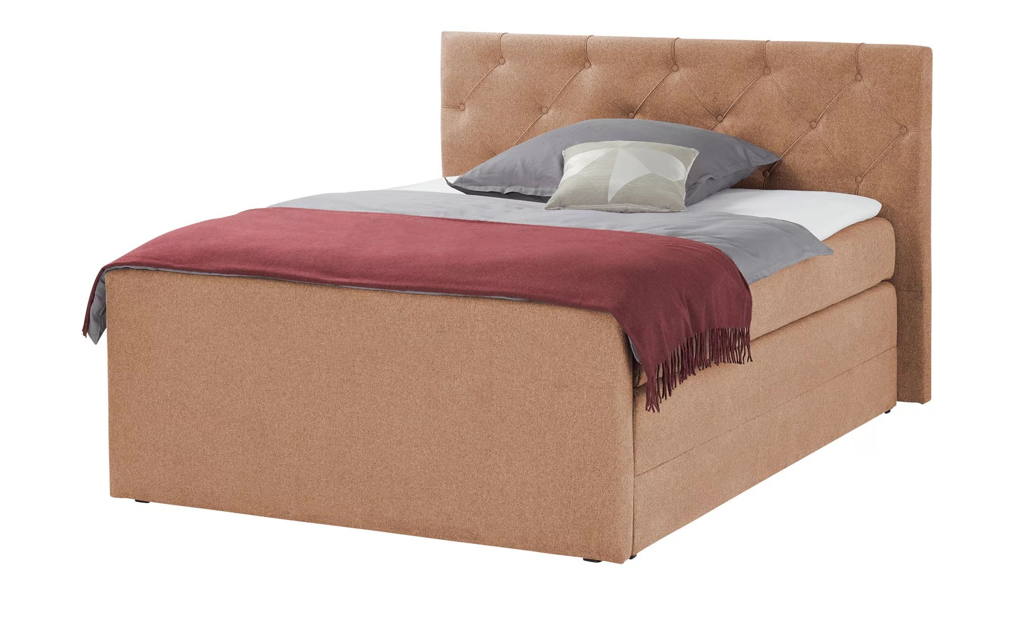 Boxspringbett  Huntingdonshire ¦ orange ¦ Maße (cm): B: 150 H: 120 T: 220 B günstig online kaufen