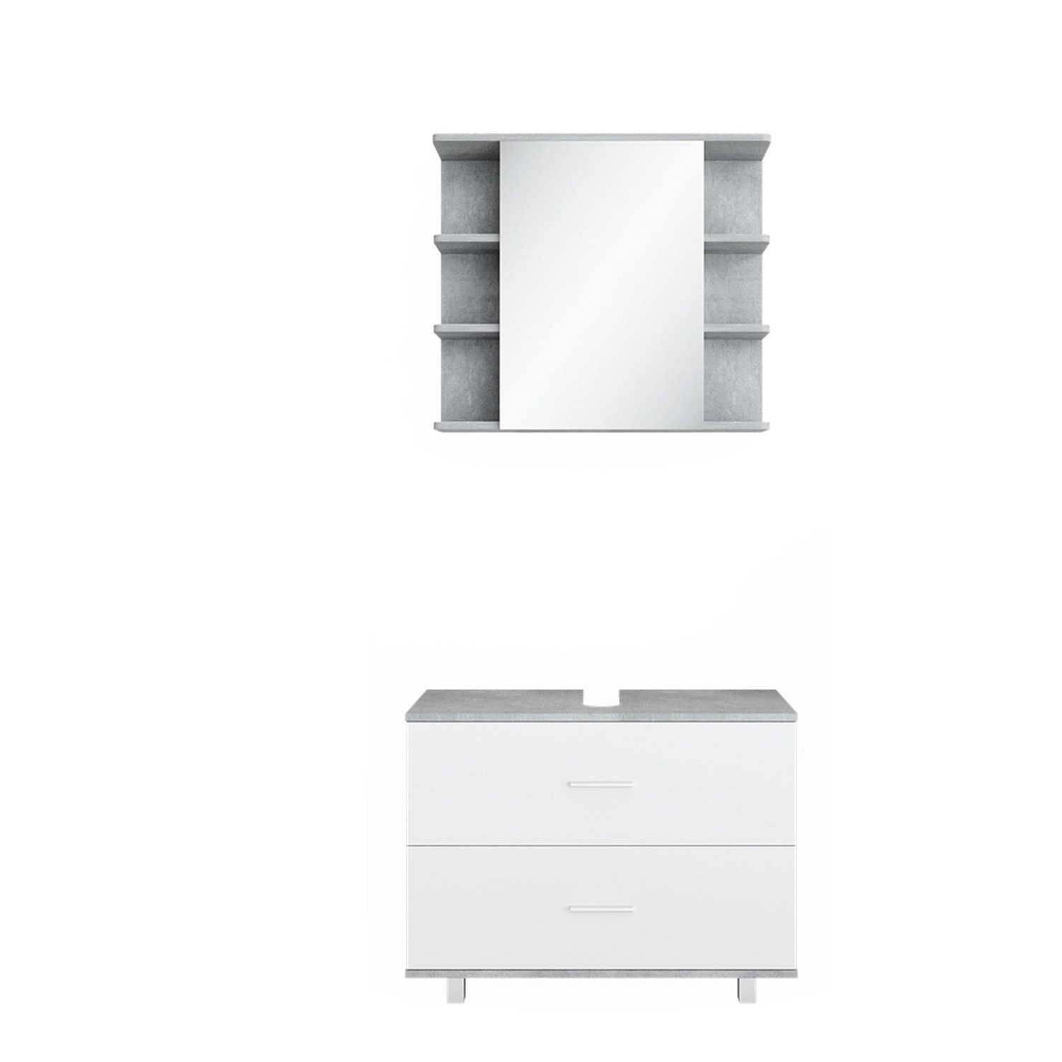 Vicco Badmöbel-Set Ilias, Beton/Weiß, 2 Teile, günstig online kaufen