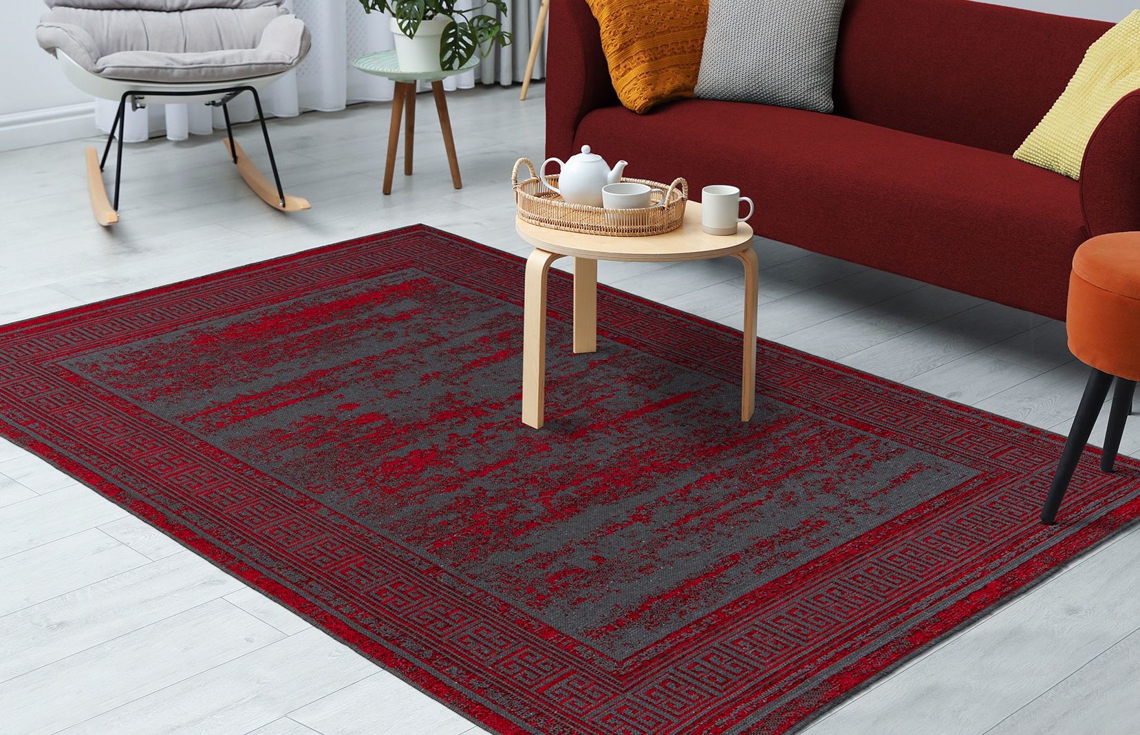 Kayoom Teppich »Kalea 325«, rechteckig, 8 mm Höhe, Flachgewebeteppich mit R günstig online kaufen