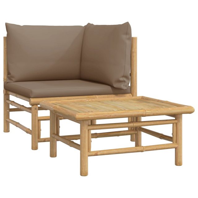 Vidaxl 2-tlg. Garten-lounge-set Mit Taupe Kissen Bambus günstig online kaufen