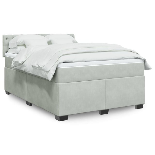 vidaXL Boxspringbett, Boxspringbett mit Matratze Hellgrau 160x200 cm Samt günstig online kaufen