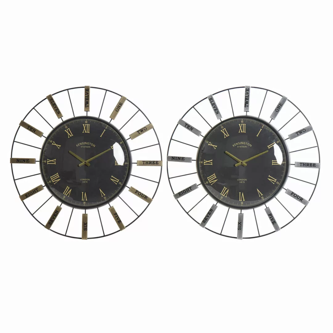 Wanduhr Dkd Home Decor Kristall Silberfarben Golden Eisen (2 Pcs) (70 X 7 X günstig online kaufen