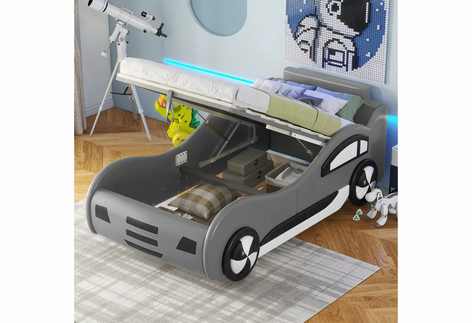 WISHDOR Kinderbett 90 x 200 cm Flachbetten, Auto-Modellbetten Autobetten, G günstig online kaufen