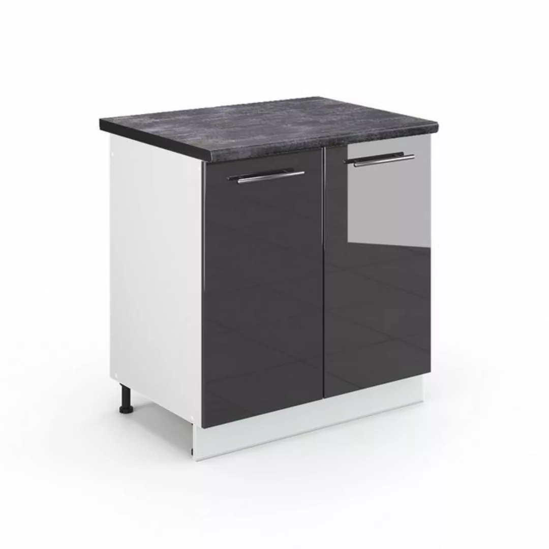 Vicco Spülenunterschrank Fame-Line, Anthrazit Hochglanz/Weiß, 80 cm, AP Ant günstig online kaufen