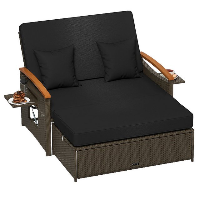 COSTWAY Loungebett, outdoor, Rattan, 2-Personen, 3 in 1, mit verstellbarer günstig online kaufen