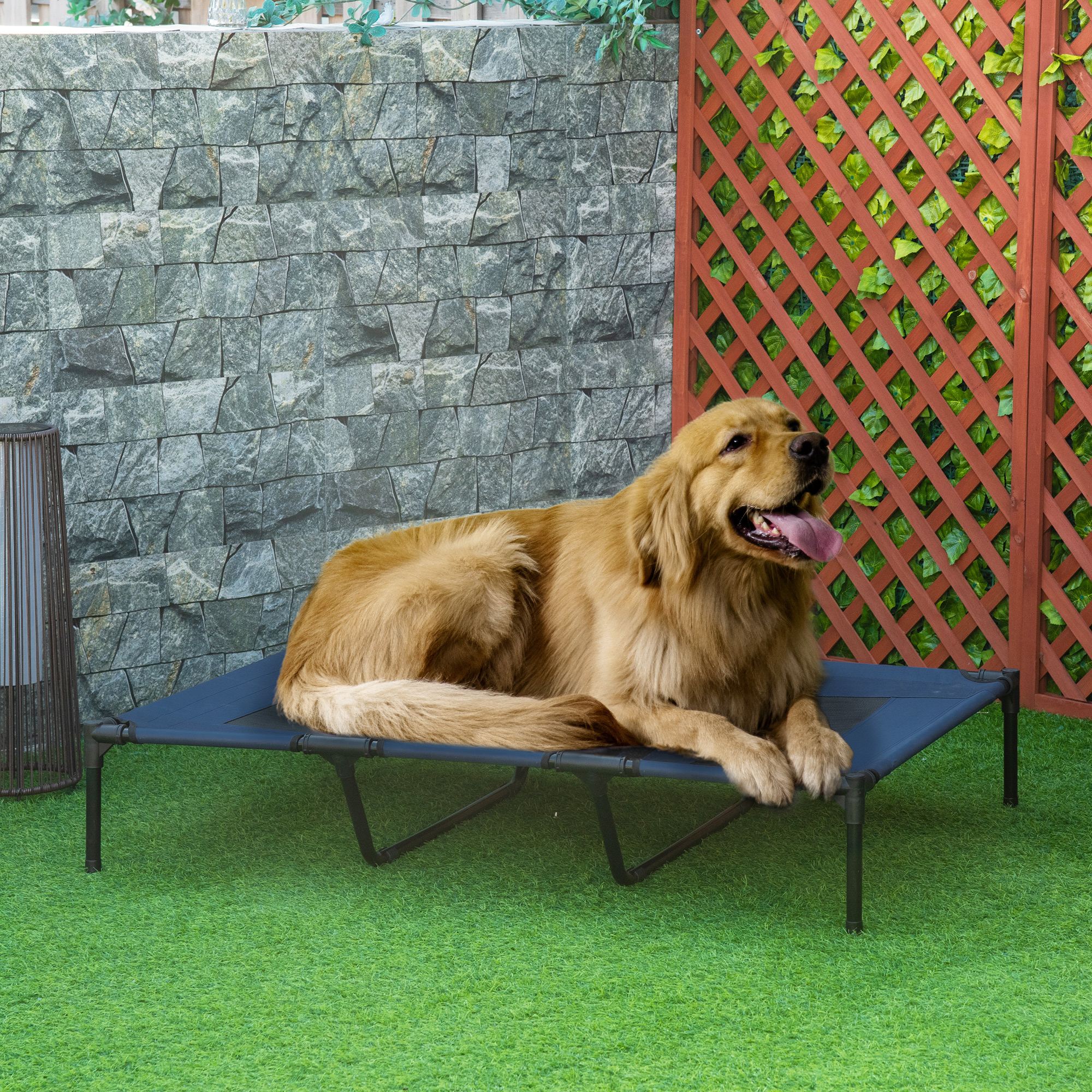 PawHut Hundebett Outdoor Hundeliege Katzenbett Dunkelblau 122x92x23cm aus M günstig online kaufen