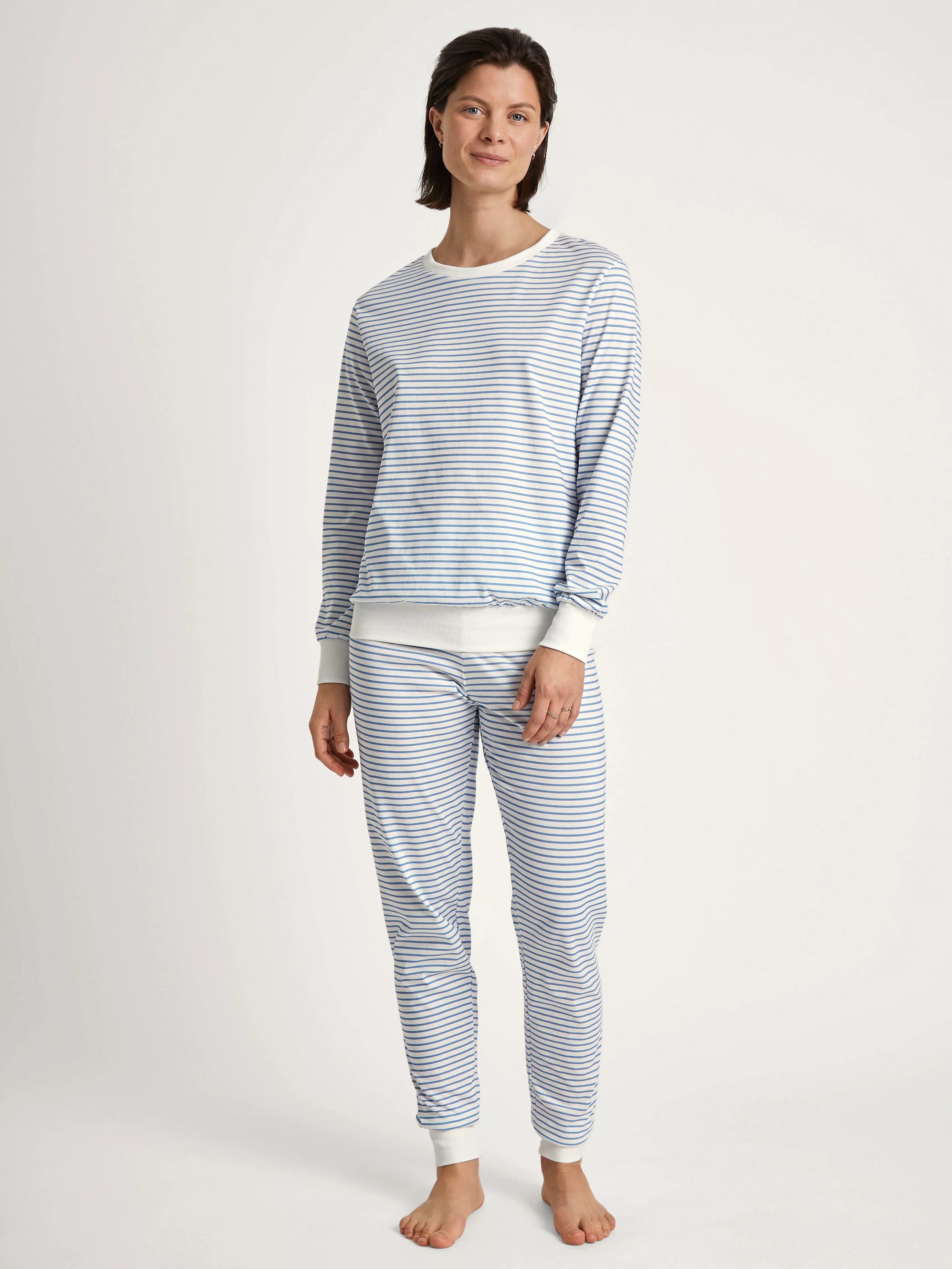 CALIDA Pyjama "Cotton Stripes", (2 tlg.), mit weichen Rippbündchen an den A günstig online kaufen