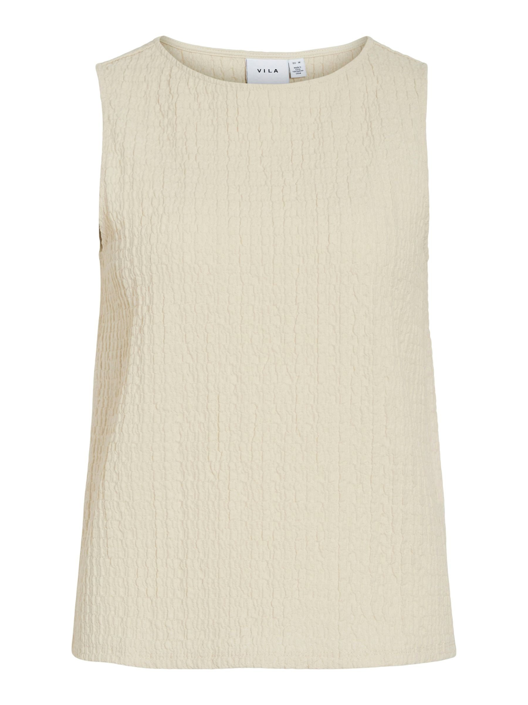 Vila Blusenshirt Ärmelloses Crepe Design, Kragenloser günstig online kaufen