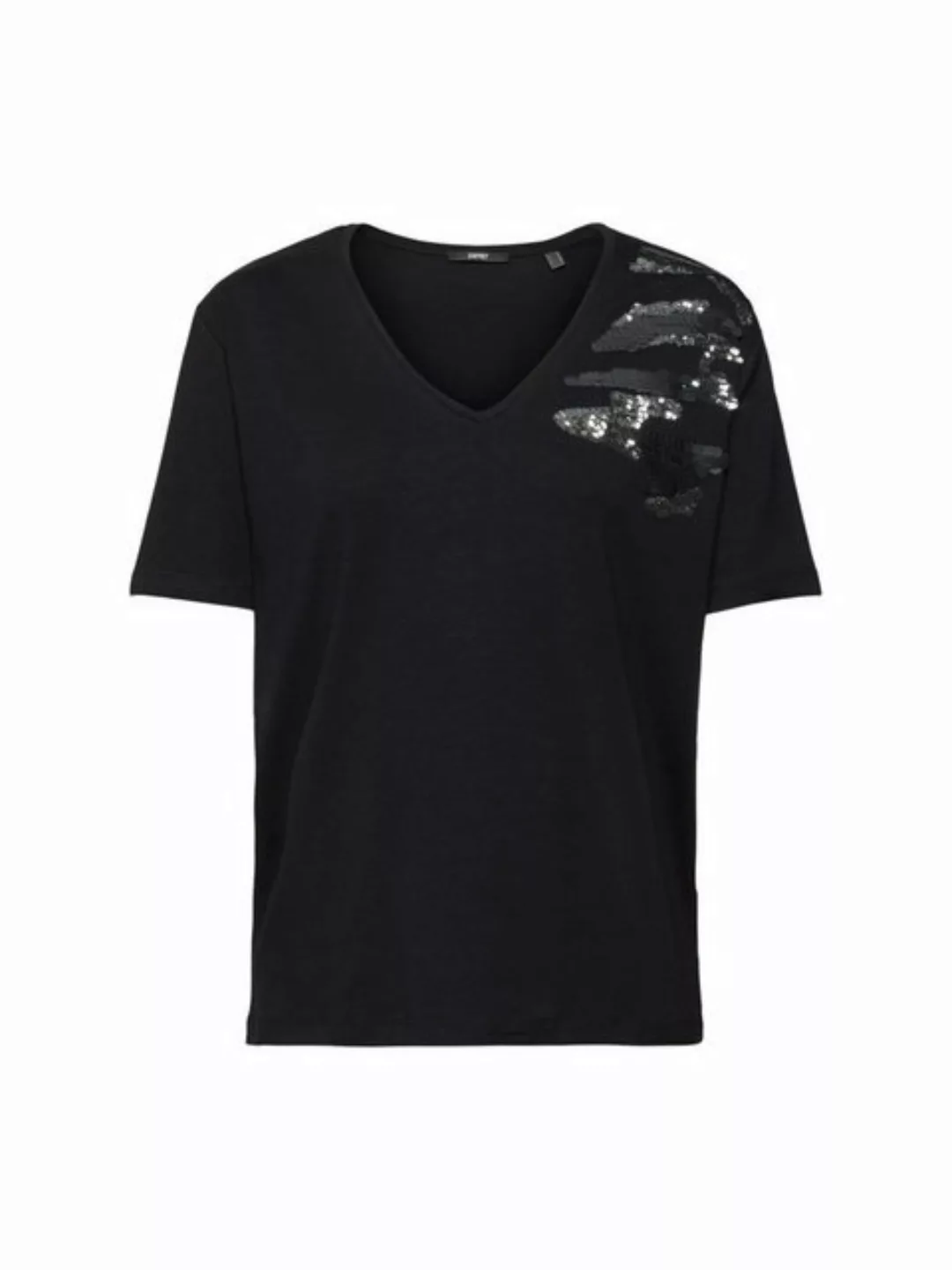 Esprit Collection T-Shirt T-Shirt mit V-Ausschnitt und Pailletten (1-tlg) günstig online kaufen