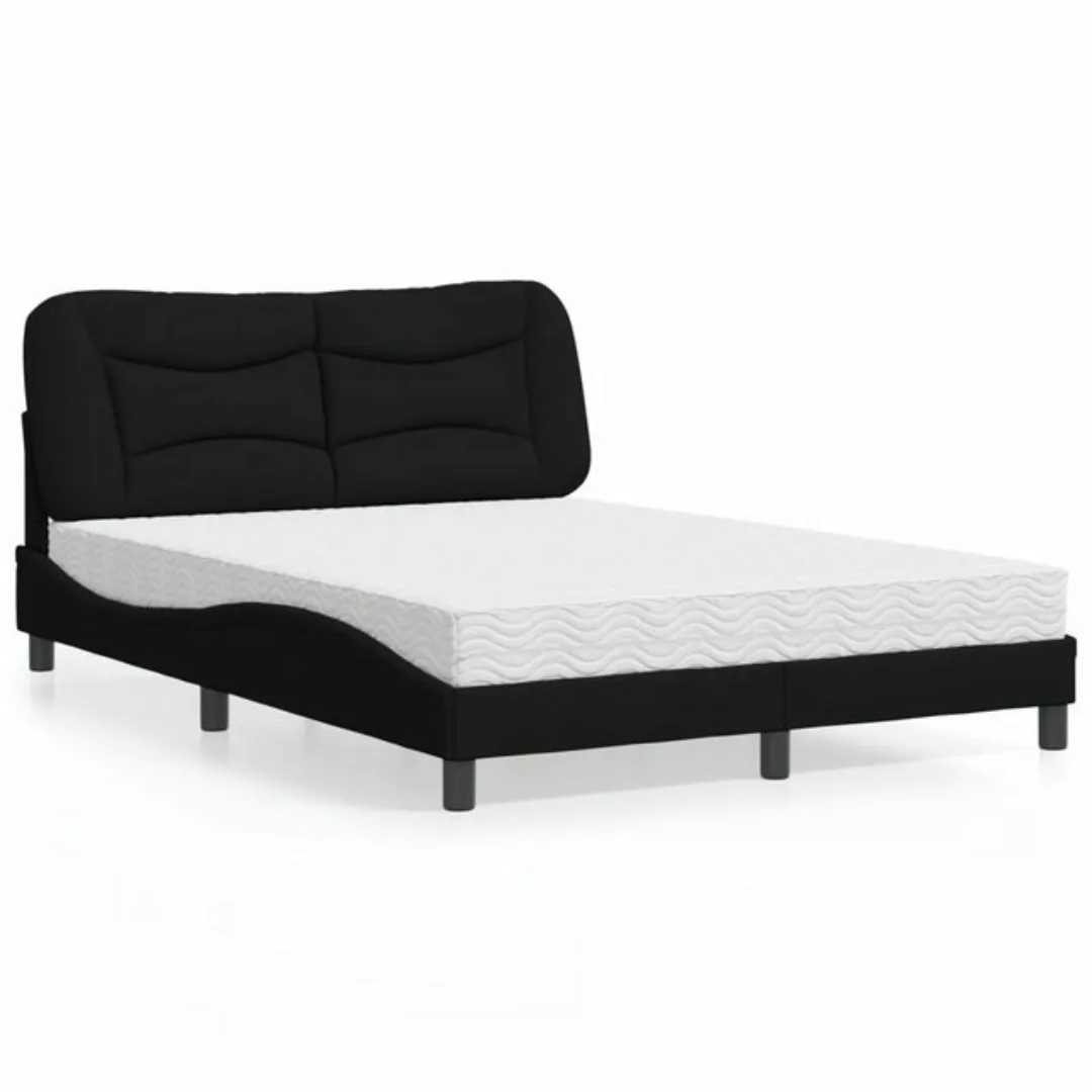 vidaXL Bett Bett mit Matratze Schwarz 140x190 cm Stoff günstig online kaufen