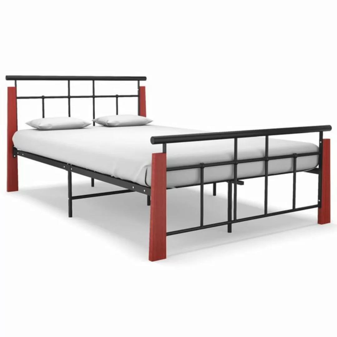 vidaXL Bettgestell Bettgestell Metall und Massivholz Eiche 120x200 cm Bett günstig online kaufen