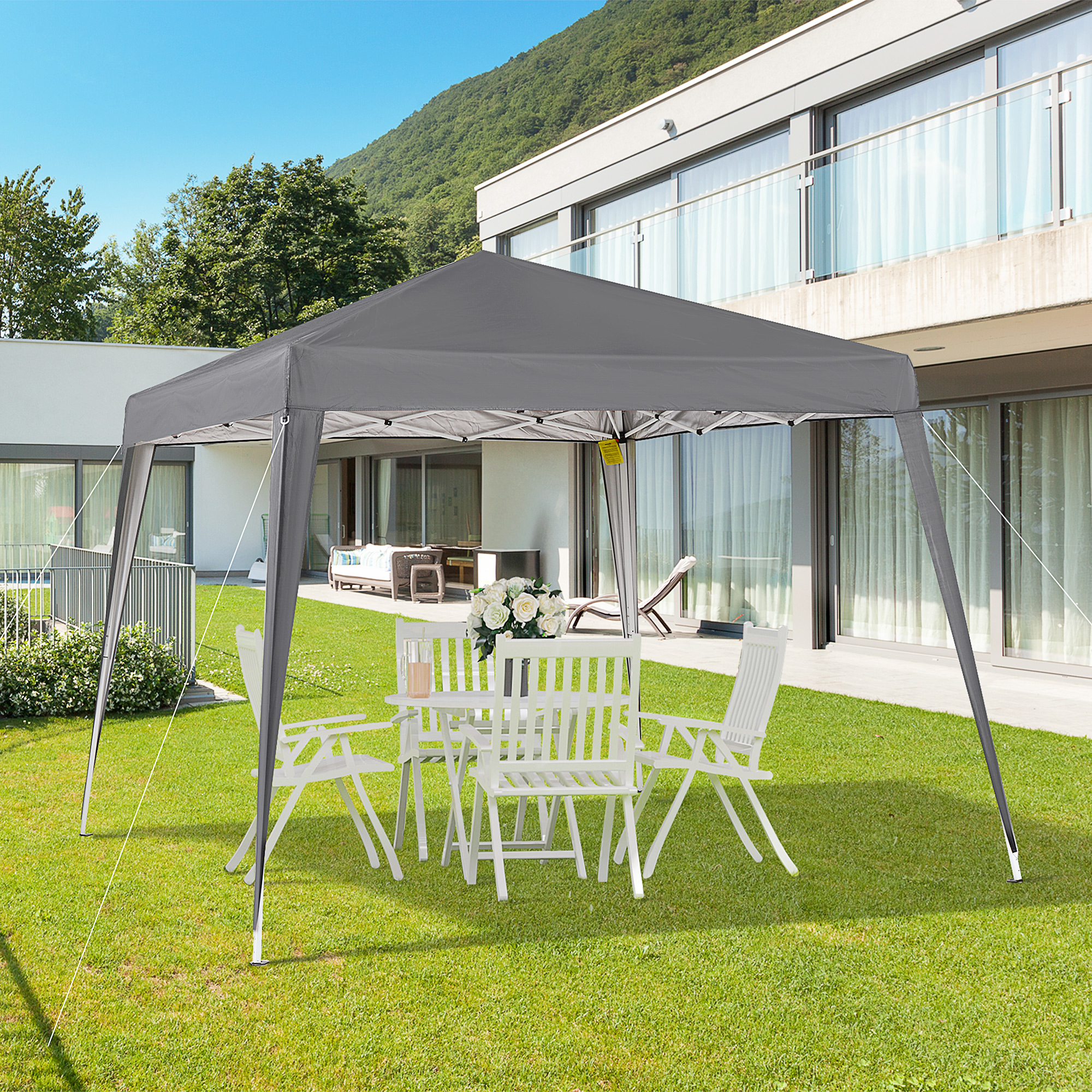 Outsunny Faltpavillon 2,4x2,4m Partyzelt mit UV-Schutz, faltbar & inkl. Tra günstig online kaufen