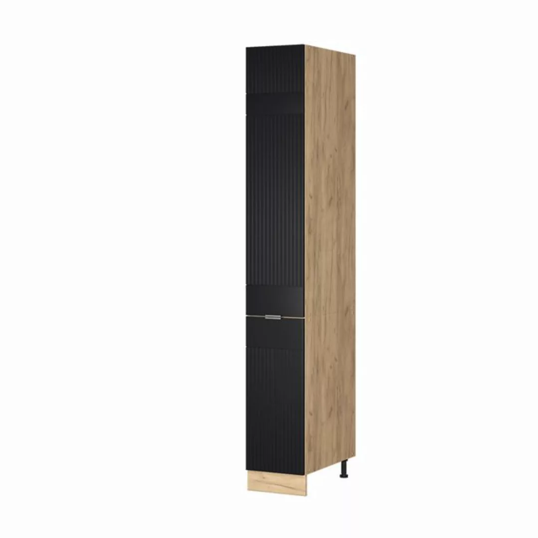 Vicco Hochschrank Fame-Line, Schwarz gestreift/Goldkraft Eiche, 30 cm günstig online kaufen